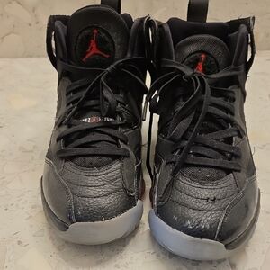 Jordan Kids Black and Red Sneakers.